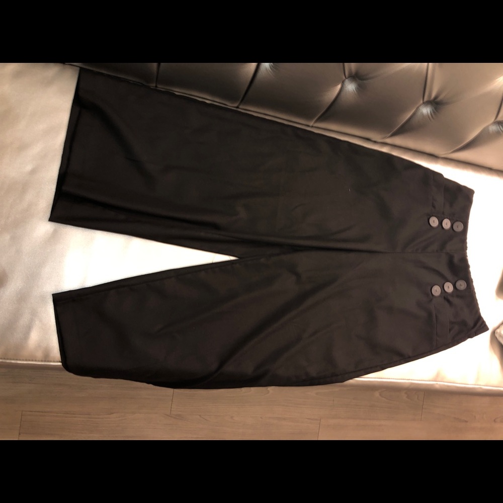 Zara flare pants, black with 6 decorative buttons